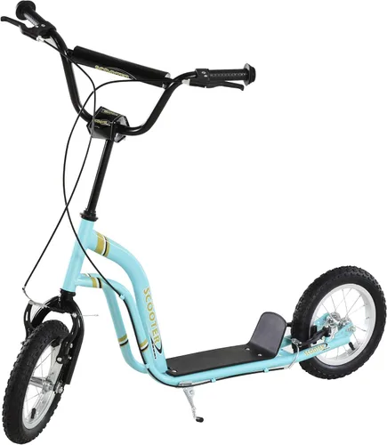 Vista 11 de Aosom Patinete con Frenos Duales de Pinza Delanteros y Traseros, Patinete de Ruedas Grandes para Edades 5+, Rueda Delantera Inflable de 12 Pulgadas