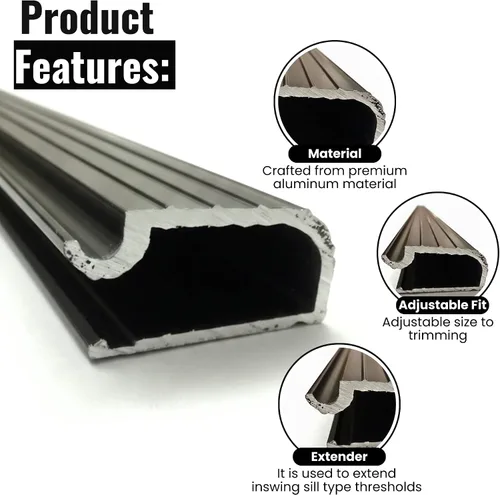 Vista 2 de KC Hardware Extensión de umbral de aluminio, extensor de umbral de puerta de alta resistencia para umbral existente, transición suave de puerta, uso