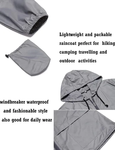 Vista 5 de LOMON Chaqueta impermeable ligera para mujer rompevientos con capucha para exteriores