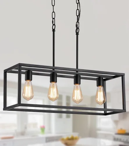Vista 11 de AMZASA Candelabro lineal negro de 3 luces, moderno, rectangular, granja, comedor, lámpara para cocina, isla y bar, certificación UL