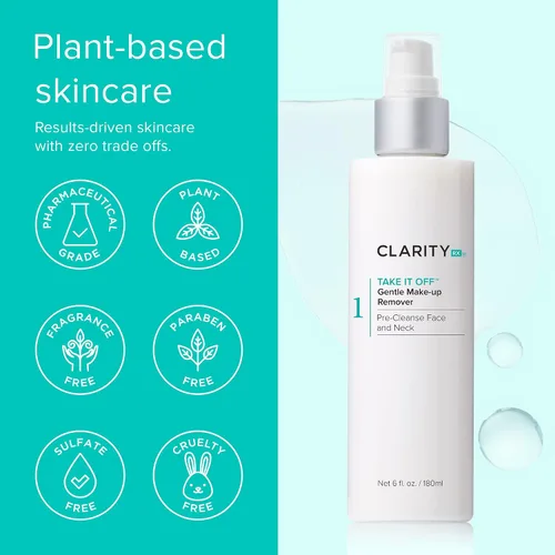 Vista 5 de ClarityRx Removedor suave de maquillaje facial y de ojos, limpiador facial calmante natural a base de plantas con antioxidantes para todo