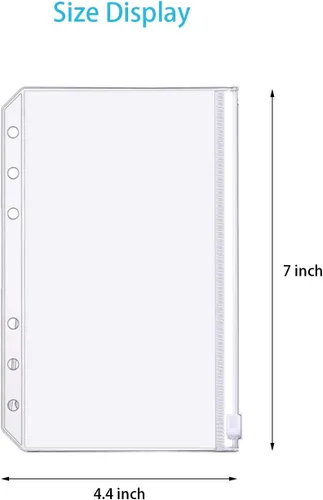Vista 7 de 32 bolsillos para carpeta, tamaño A6, 6 agujeros, con cremallera, para carpetas de 6 anillas, bolsas de hojas sueltas, bolsa de PVC impermeable