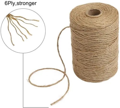 Vista 2 de Tenn Well Cordel de yute, 328 pies 0.091 in 6 capas cuerda de jardín natural, cuerda de yute resistente para manualidades, envoltura de regalos