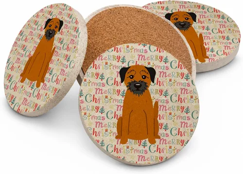 Vista 72 de Abyssinian Sand Terrier Merry Christmas - Posavasos grandes de piedra arenisca (4 unidades)