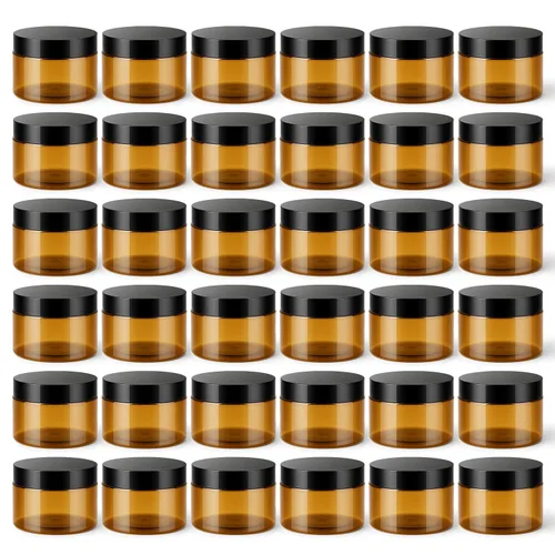Vista 15 de Loretoy Paquete de 36 tarros de plástico de 1 onza con tapas, sin BPA, reutilizables, rellenables, recipientes de cosméticos transparentes