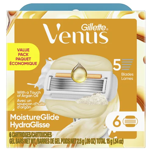 Vista 8 de Venus MoistureGlide - Cuchillas de afeitar para mujer, con barras de gel de afeitado integradas, 6 repuestos de cuchillas de afeitar