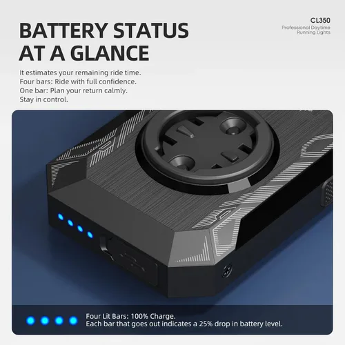 Vista 7 de CL350 - Luz delantera de bicicleta para conducción nocturna durante el día, 4 modos de 4000 mAh USB recargable, encendido/apagado automático
