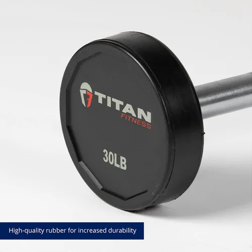 Vista 7 de Titan Fitness Barbells & Fitness Barbells rectos de goma fijas