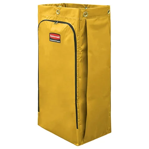 Vista 6 de Bolsa de carro de limpieza Rubbermaid Commercial Products de 30 galones, amarilla, para recoger residuos o artículos de lavandería, carros