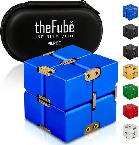 Vista 15 de PILPOC theFube Cubo Infinito Fidget Toys para Adultos - Cubo Mágico Infinito de Aluminio con Estuche, Resistente, Pesado, Alivio del Estrés