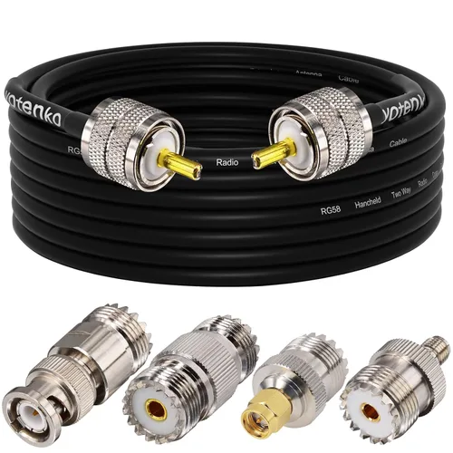 Vista 17 de Cable de puente PL259 de 1 pie - Cable coaxial RG58 de 15 pulgadas corto 50 ohmios coaxial para medidor SWR radio de radioaficionado radio CB