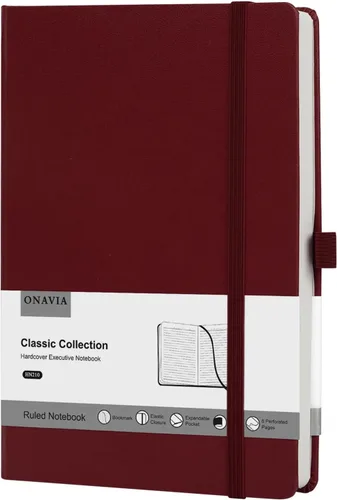 Vista 12 de ONAVIA Cuaderno de diario rayado A5, tapa dura, tamaño mediano de 5.5 x 8.3 pulgadas, 160 páginas de papel grueso de 3.53 oz/m², bloc de notas