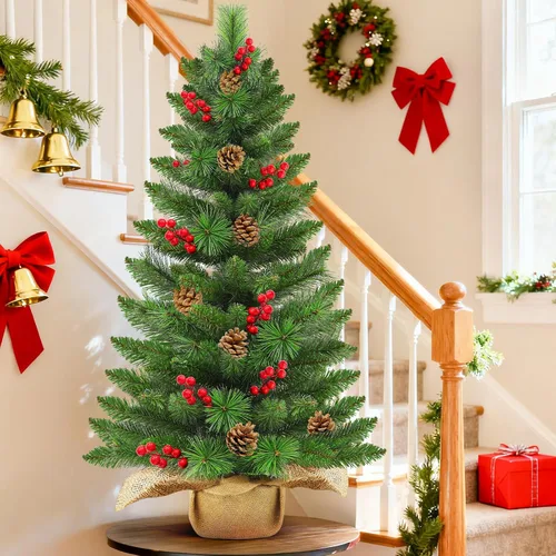 Vista 7 de Árbol de Navidad artificial pequeño de 3 pies con luces, mini temporizador