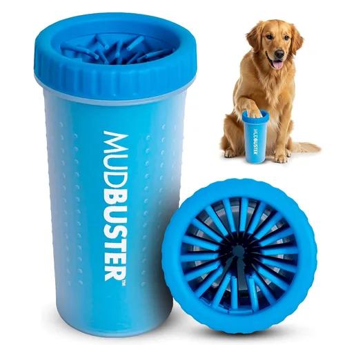 Vista 32 de Dexas MudBuster Limpiador portátil de patas para perros, grande, color blanco brillante, edición especial, suministros y accesorios de primera