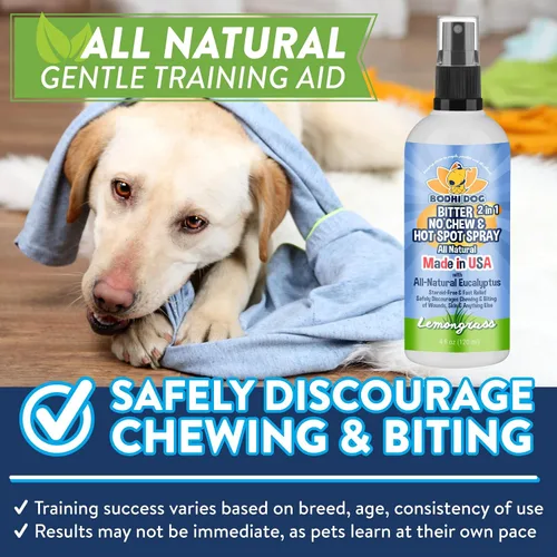Vista 3 de Bodhi Dog Aerosol 2-en-1 sin masticar y para puntos calientes amargo - Remedio natural anti-mordedura mejor que la manzana amarga - Calma los puntos