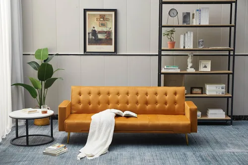Vista 3 de Bonrcea Sofá cama de 75 pulgadas, sofá futón de terciopelo, capacidad de 500 libras para sala de estar pequeña, casa rodante, apartamento pequeño