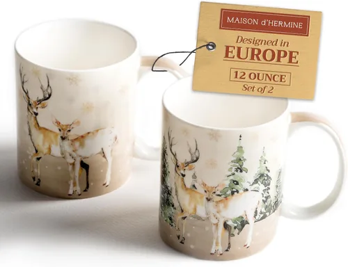 Vista 42 de Maison d' Hermine Taza de café con asas, tazas de porcelana fina de hueso, paquete de una taza de té para bebidas calientes, capuchino, latte
