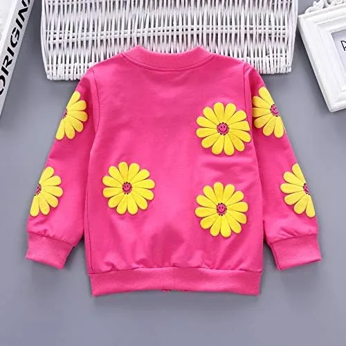 Vista 4 de Yao Conjunto de 3 piezas con estampado de flores para niñas pequeñas de 1 a 5 años, chaleco y pantalones
