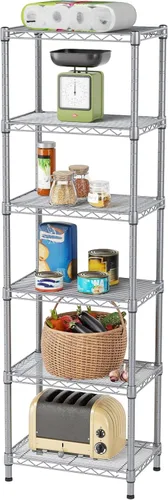 Vista 25 de SINGAYE 2 estantes pequeños para cocina, estante de alambre, estante de metal, organizadores ajustables, estantes de almacenamiento para despensa