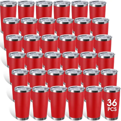 Vista 17 de Sieral 36 Pack Stainless Steel Tumblers Bulk with Lids, 20 oz, Cool Color Color fresco
