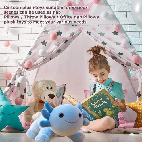 Vista 5 de Axolotl - Juguete de peluche, suave y lindo ajolote de 10.8 pulgadas, almohada de felpa de algodón de peluche Kawaii Salamandra Animal para niños