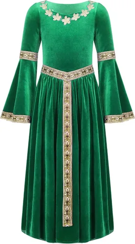 Vista 3 de Disfraz medieval para niños, vestido renacentista vintage, vestido gótico, vestido largo para fiesta de Halloween