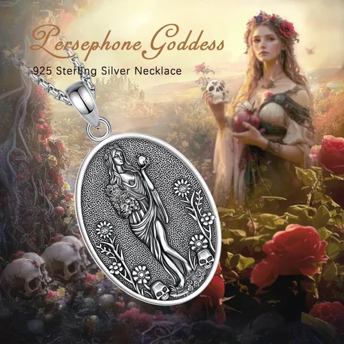 Vista 76 de EUDORA Collar de plata de ley 925 con moneda Hécate, Athena, Perséfono, Nyx, diosa de la luna triple, diosa celta, rueda de Hécate, llave, regalo