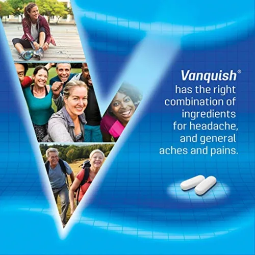 Vista 5 de Vanquish Alivio del dolor de cabeza, acetaminofén, aspirina, cafeína, 100 cápsulas La combinación correcta de dos poderosos analgésicos