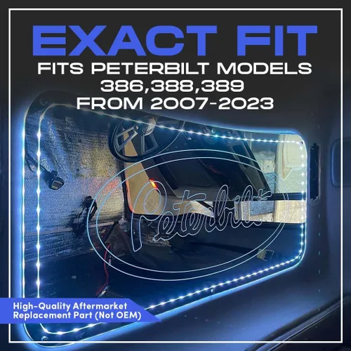 Vista 9 de Inserto de Forro de Techo Peterbilt de Floridas Finest Customs Placa Ligera con Logotipo Peterbilt Se Ajusta a 386, 388, 389 Insertos de Panel