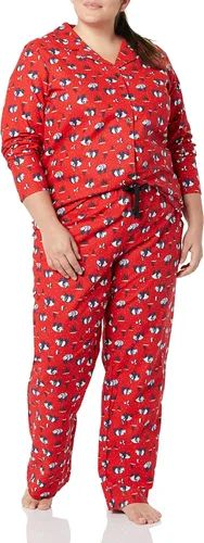 Vista 3 de Tienda Essentials Conjunto de pijama de franela de manga larga con botones frontales para mujer