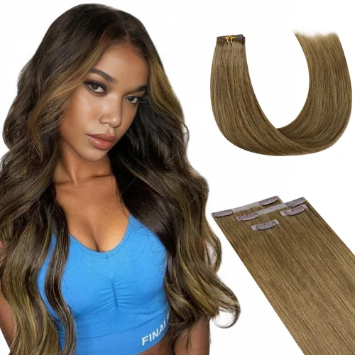 Vista 11 de Lashey Extensiones de cabello humano con clip, sin costuras, #1, color negro azabache, extensiones de cabello humano real, extensiones de cabello