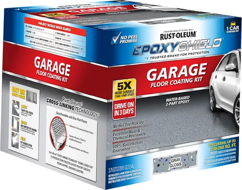 Vista 2 de Rust-Oleum 327081 EPOXYSHIELD - Kit de revestimiento de suelo de garaje, 1 coche, gris oscuro brillante