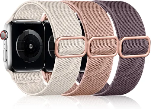 Vista 29 de DaQin Paquete de 3 bandas elásticas Solo Loop compatibles con Apple Watch para hombres de 49 mm, 46 mm, 45 mm, 44 mm, 42 mm, correa elástica