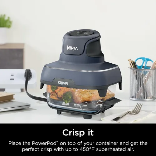 Vista 7 de Freidora de aire Ninja, Sistema Crispi de 4QT + 3 contenedores con tapas de almacenamiento, Freidora de aire, Microondas, Congelador y apto