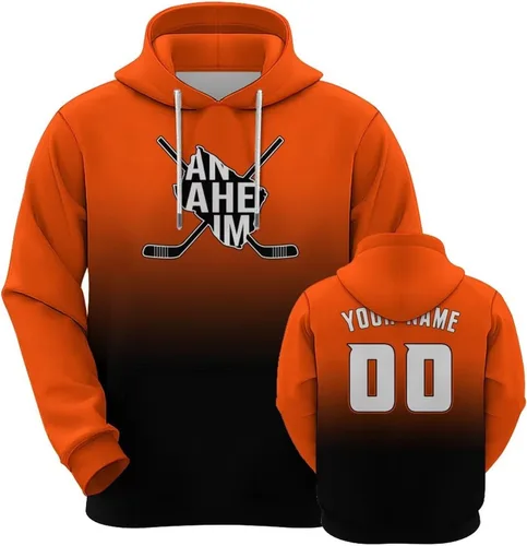 Vista 14 de Custom Hockey City Map Gradient Hoodies-Personalized Name Number Hooded Sweatshirts Hockey Fans Gifts for Men,Women,Youth