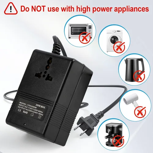 Vista 3 de Transformador convertidor de voltaje (110 V a 220 V) Protección de interruptor de circuito Protección de conversión de voltaje, adecuado para hogar