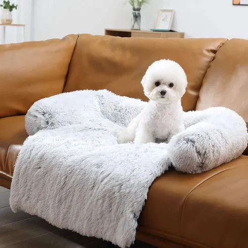 Vista 6 de HACHIKITTY Tapete para sofá cama para perro, felpa suave, funda de sofá para perros, tapete protector de muebles para mascotas, tapete para sofá