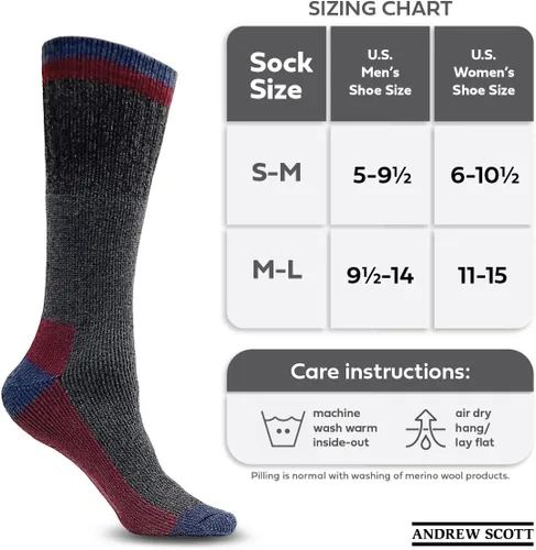 Vista 5 de Andrew Scott Calcetines para botas de lana merina para senderismo, 6 pares, para hombre