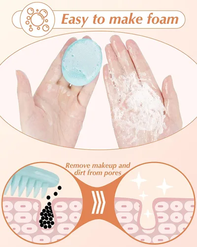 Vista 3 de Exfoliante facial, 8 unidades de silicona para mujeres, cepillo de limpieza facial, almohadilla de poros para acné para limpieza profunda, cuidado