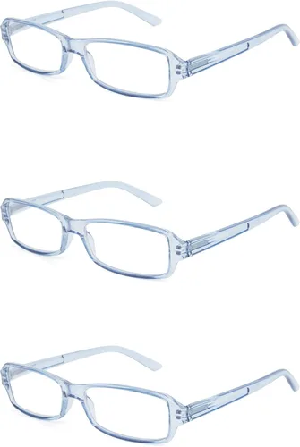 Vista 6 de Paquete de 3 lentes de lectura unisex con marco de plástico rectangular para hombres y mujeres