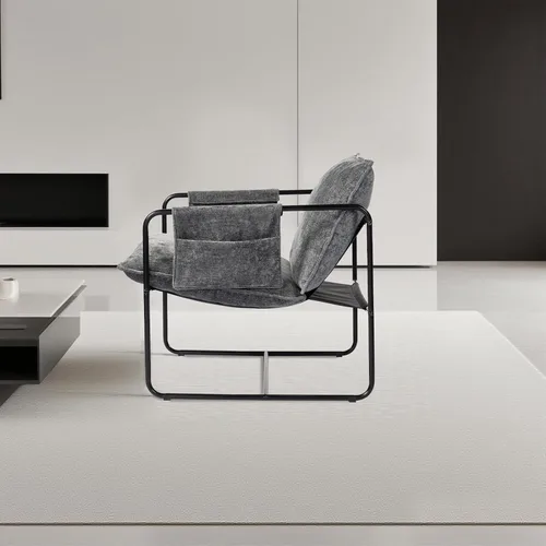 Vista 7 de Juego de 2 sillas decorativas modernas, cómodas sillas de sala de estar con reposabrazos, silla de lectura para dormitorio, silla tapizada