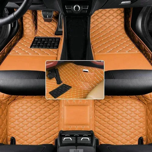 Vista 6 de Nuevas alfombrillas de coche personalizadas para Sedán, SUV, camioneta, alfombrillas de cuero para todo tipo de clima, Negro Alfombras para Carro