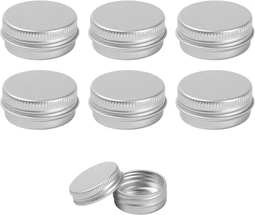 Vista 6 de 6 Pack 0.5oz Frosted Gold Aluminum Tin Jar, Leak Proof Screw Lid