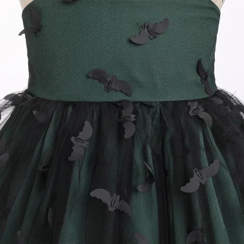Vista 6 de IDOPIP Baby Girls Halloween Tutu Dress Shiny Spider Bat Princess Birthday Party Dresses Ruffle Tulle Bowknot Dress up Costume