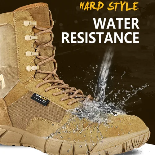 Vista 4 de PAVEHAWK Botas tácticas de 8 pulgadas para hombre, botas militares de coyote ligeras para senderismo, trabajo, combate