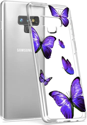 Vista 5 de Funda transparente compatible con Galaxy Note 9, Samsung Note 9 para niñas y mujeres, bonita funda protectora de TPU suave a prueba de golpes