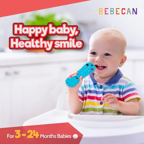 Vista 6 de BEBECAN Control remoto de silicona para bebé, juguete masticable sin BPA para bebés y niños pequeños de 3 a 24 meses, juguetes sensoriales para Negro