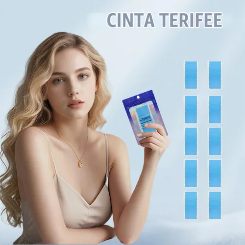 Vista 8 de 120 cintas de extensión de cabello de doble cara, cinta azul de repuesto de cabello humano de 0.31 x 1.57 pulgadas para extensiones de cabello