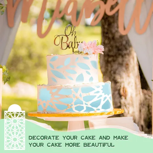 Vista 2 de 20 plantillas de decoración de pasteles, plantillas de decoración de pasteles de encaje hueco, plantillas florales para pasteles de boda, plantillas