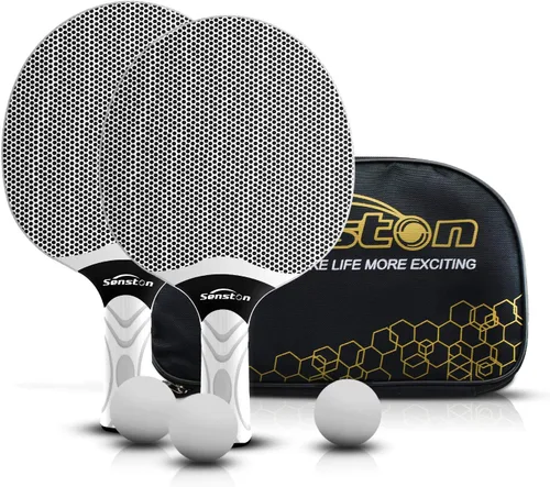 Vista 11 de Set de raquetas de tenis de mesa Senston, raqueta de tenis de mesa profesional con 3 bolas, juego de paletas de ping pong de goma compuesta Negro